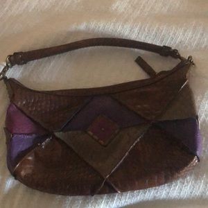 Jessica Simpson fall boho leather Y2k abstract hand bag purse